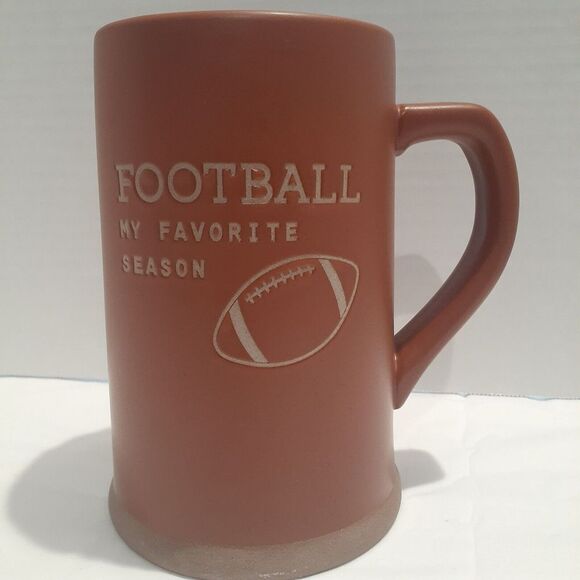 Ceramic Football Stien Large Beer Mug Heavy Duty with Handle 34oz Brown - Picture 1 of 6